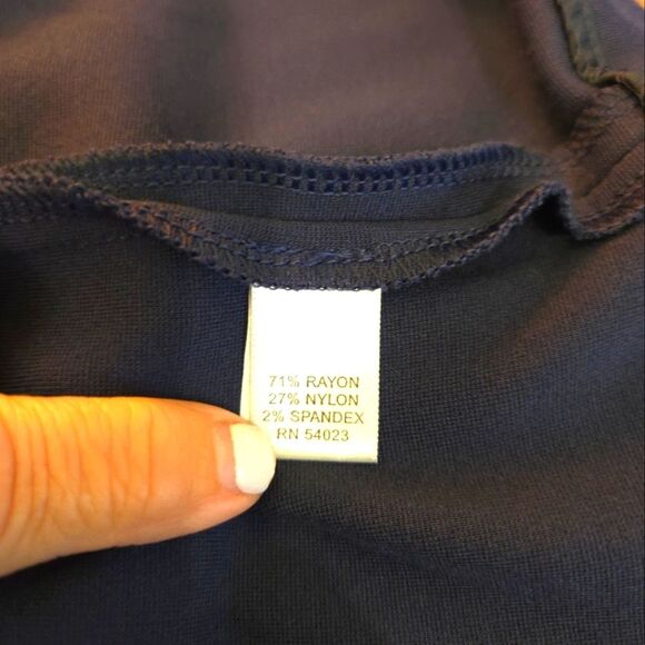 Banana Republic Gail Sheath Sleeveles Dress Elegant Navy Blue Ruffle Top Size 6 - Picture 10 of 13